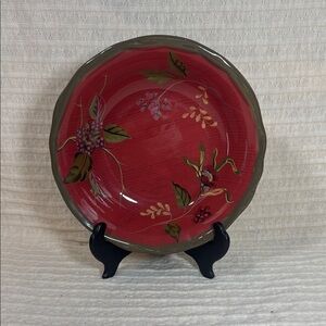 Tracy Burgundy and Green Floral Dinner Bowl